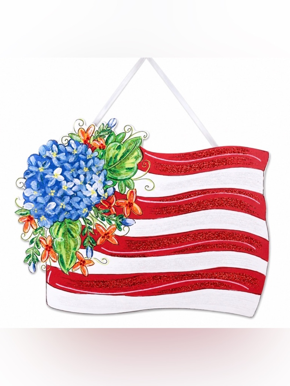 Red, White, and Blue Star Door Hanger God Bless America